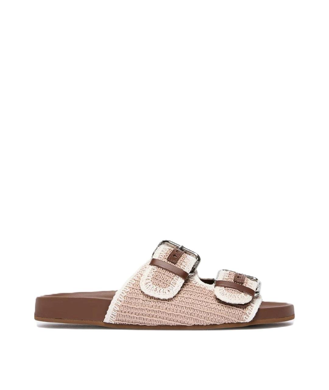 WEEKEND MAX MARA Бежевые кожаные сандалии, фото 1
