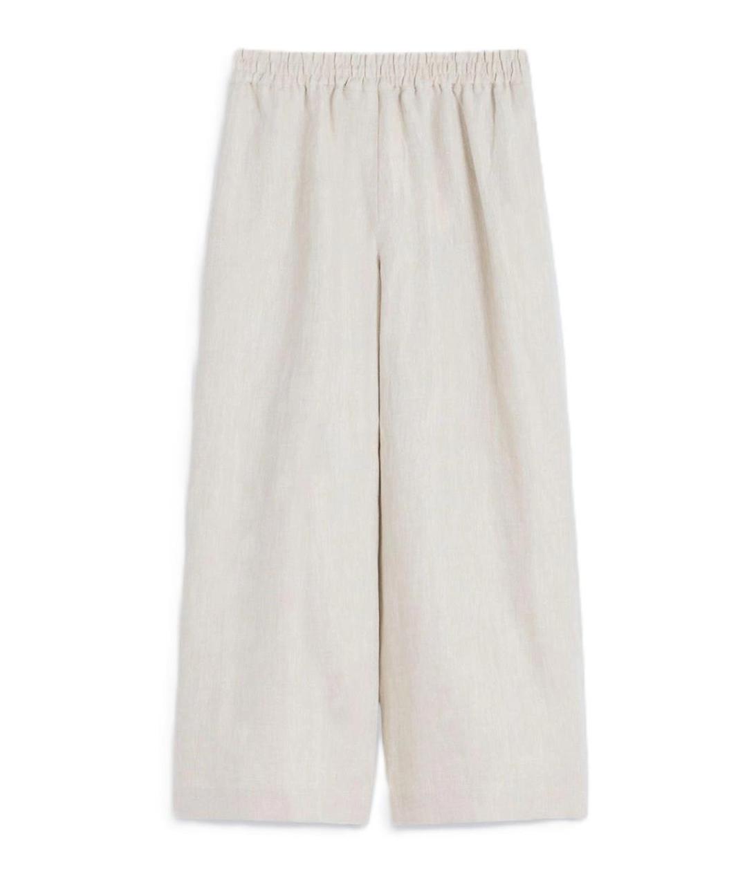 WEEKEND MAX MARA Бежевые шелковые прямые брюки, фото 1