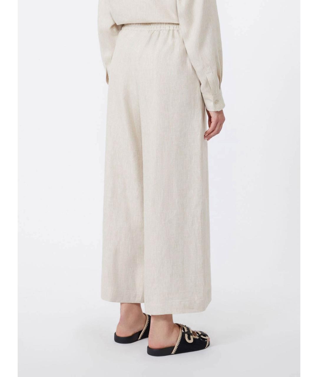 WEEKEND MAX MARA Бежевые шелковые прямые брюки, фото 3