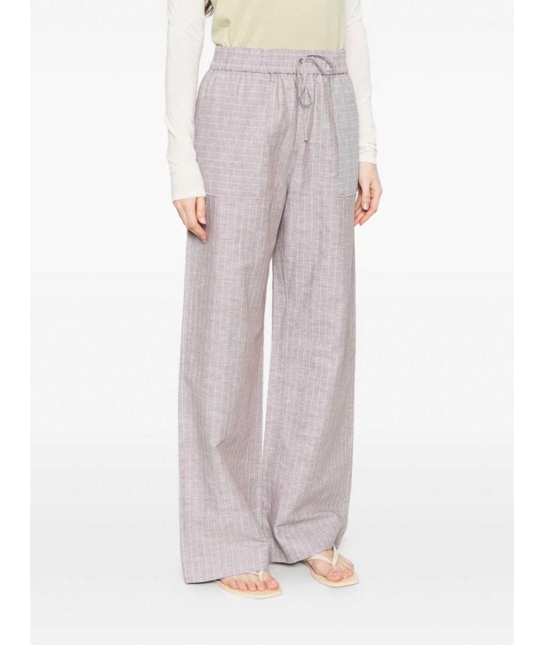 MAX MARA Серые хлопковые брюки широкие, фото 2