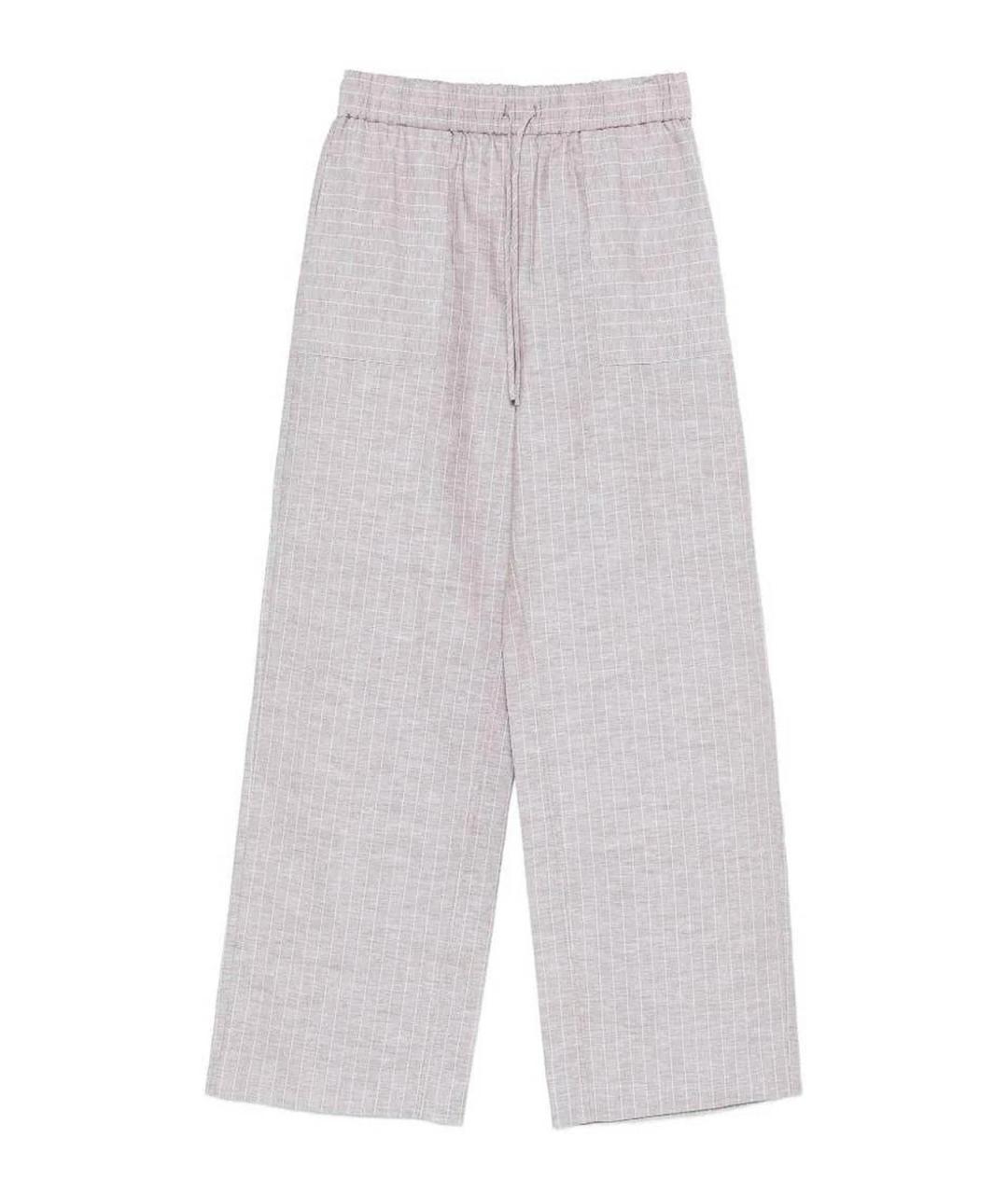 MAX MARA Серые хлопковые брюки широкие, фото 1
