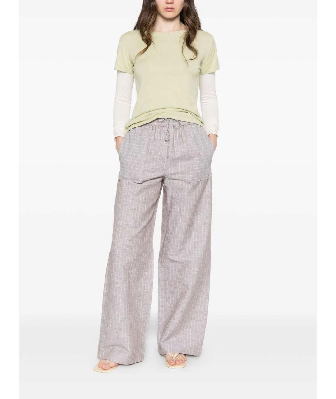 MAX MARA Серые хлопковые брюки широкие, фото 3