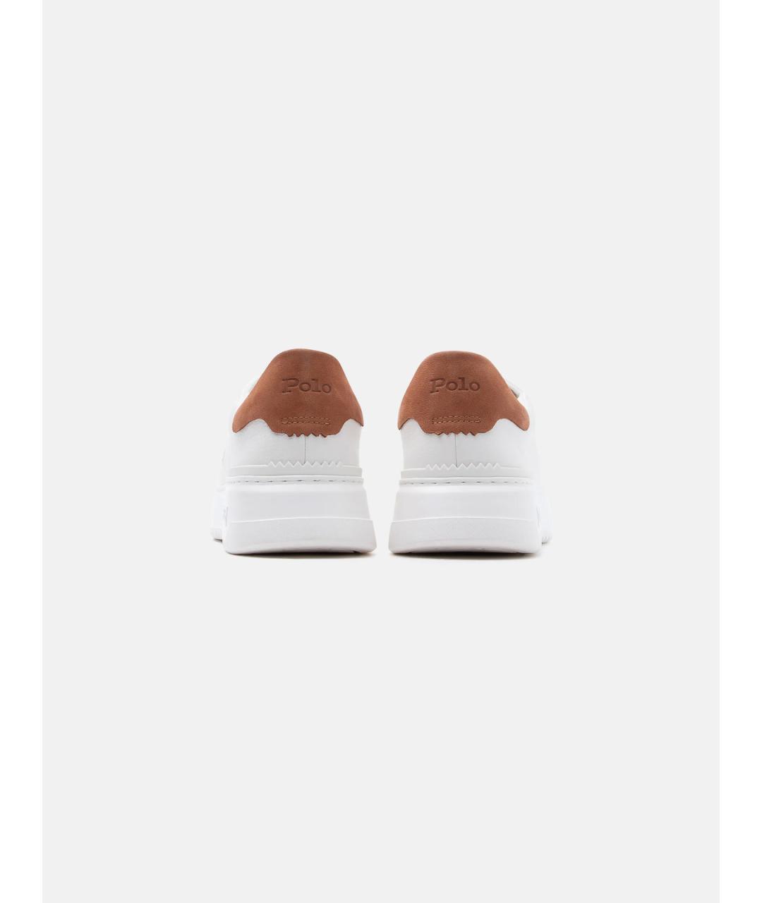 POLO RALPH LAUREN Белые кожаные низкие кроссовки / кеды, фото 3