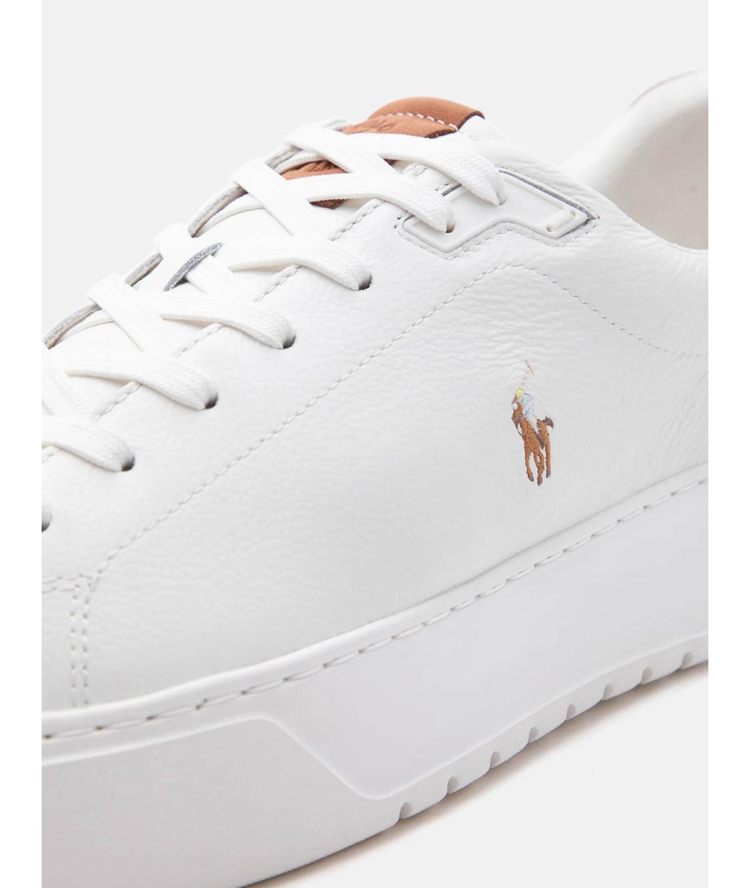 POLO RALPH LAUREN Белые кожаные низкие кроссовки / кеды, фото 6