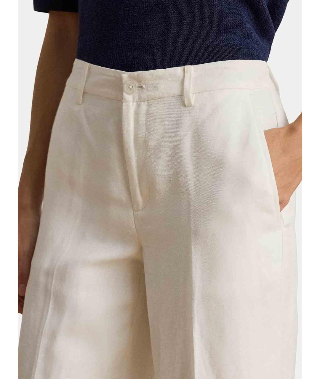 RALPH LAUREN Белые льняные прямые брюки, фото 3