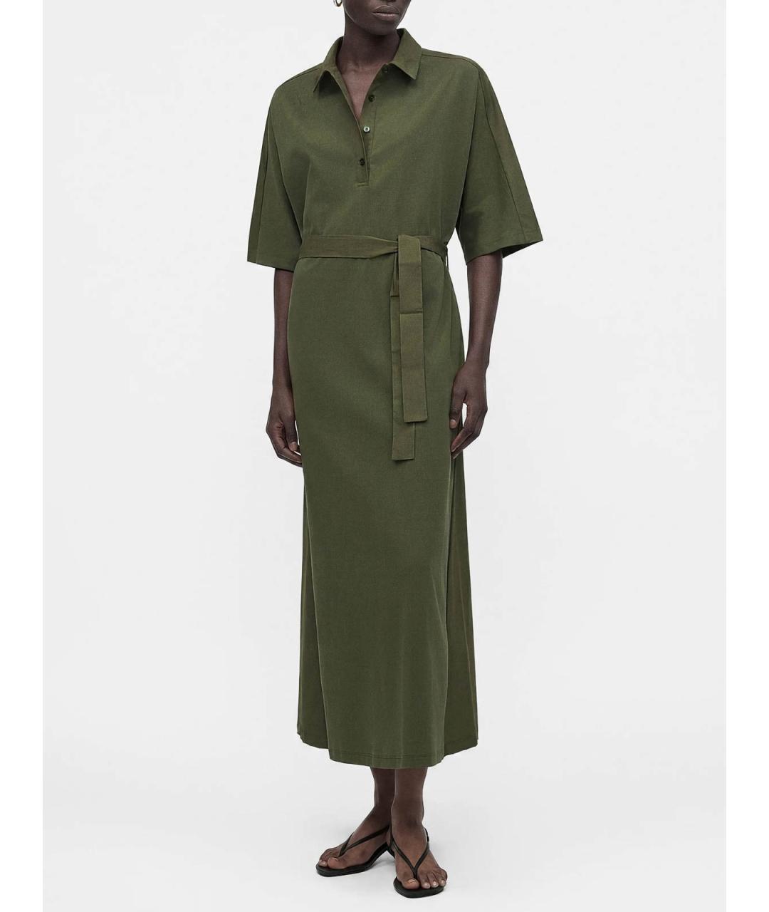 MAX MARA Зеленое хлопковое повседневное платье, фото 3