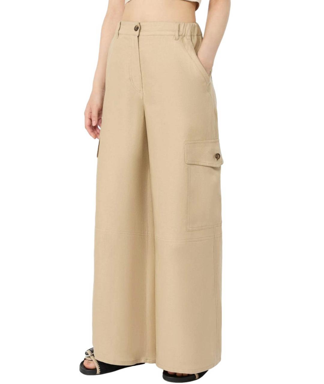 WEEKEND MAX MARA Бежевые полиэстеровые прямые брюки, фото 2