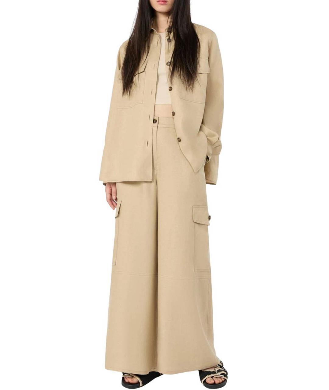 WEEKEND MAX MARA Бежевые полиэстеровые прямые брюки, фото 4