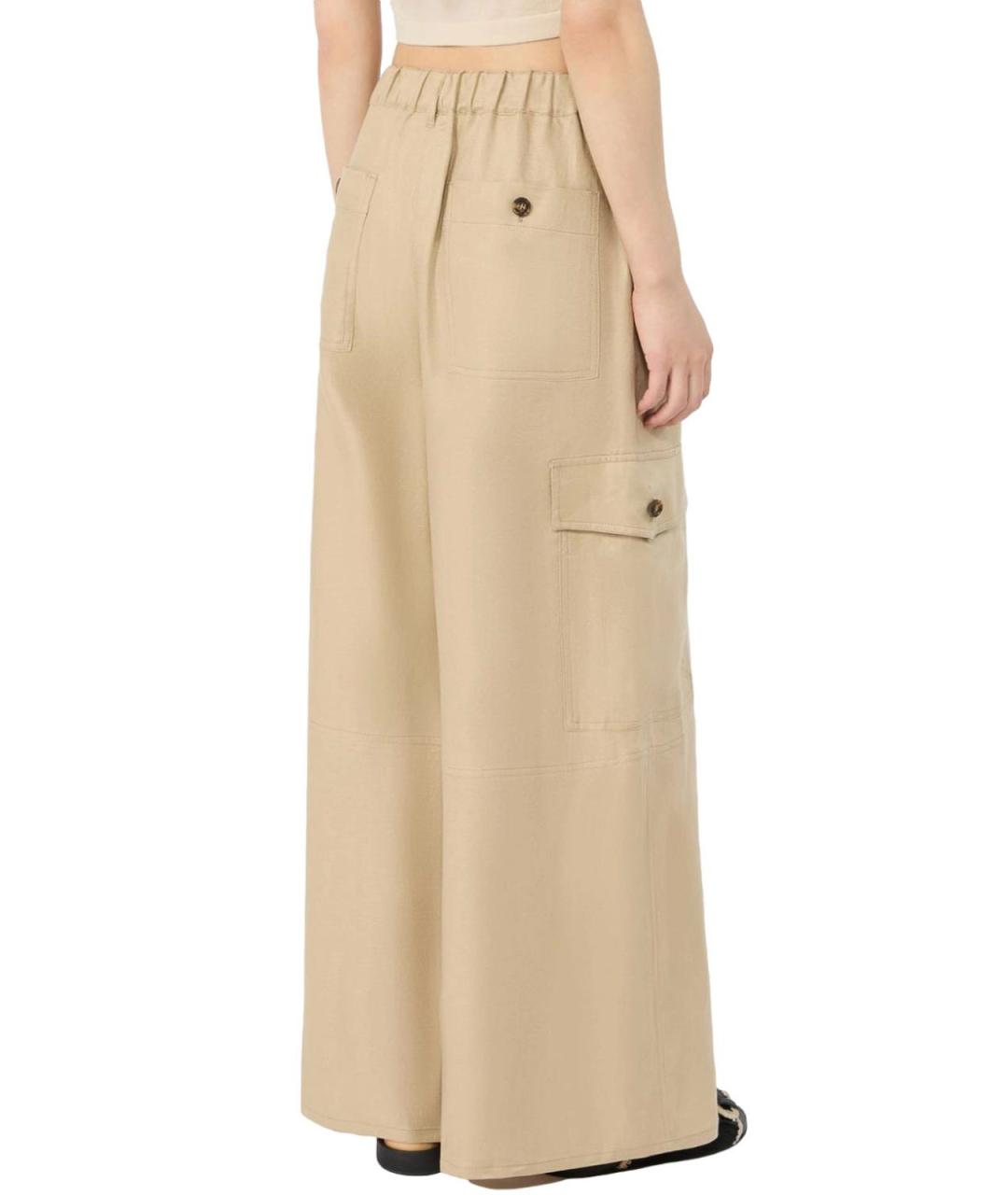 WEEKEND MAX MARA Бежевые полиэстеровые прямые брюки, фото 3