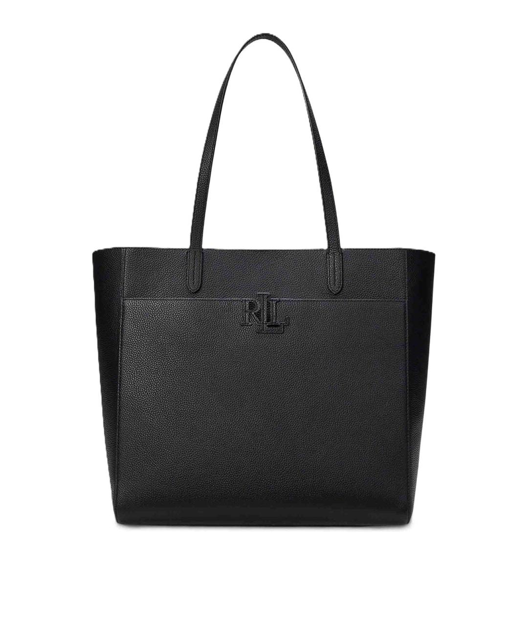 RALPH LAUREN Черная кожаная сумка тоут, фото 1