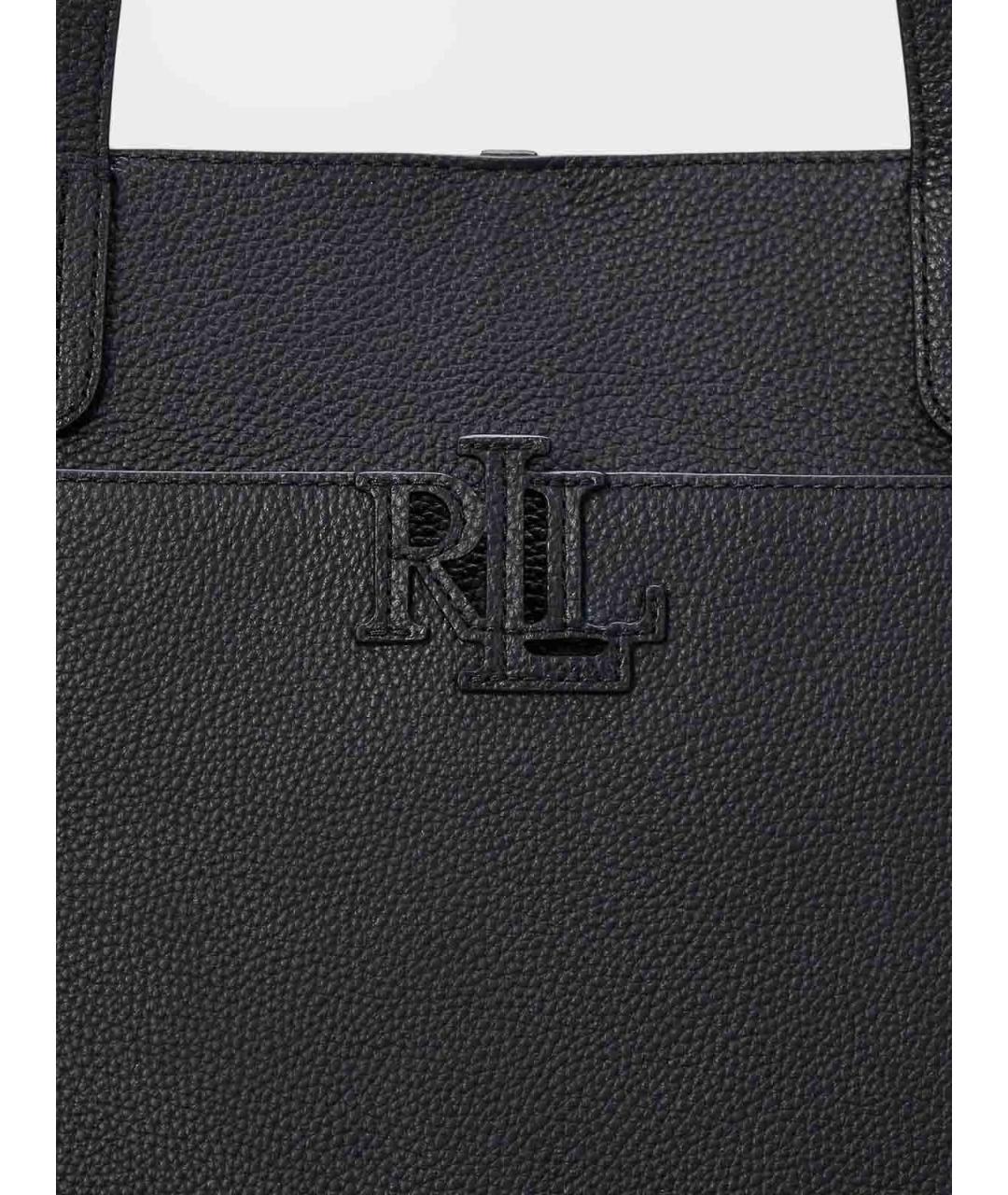 RALPH LAUREN Черная кожаная сумка тоут, фото 5
