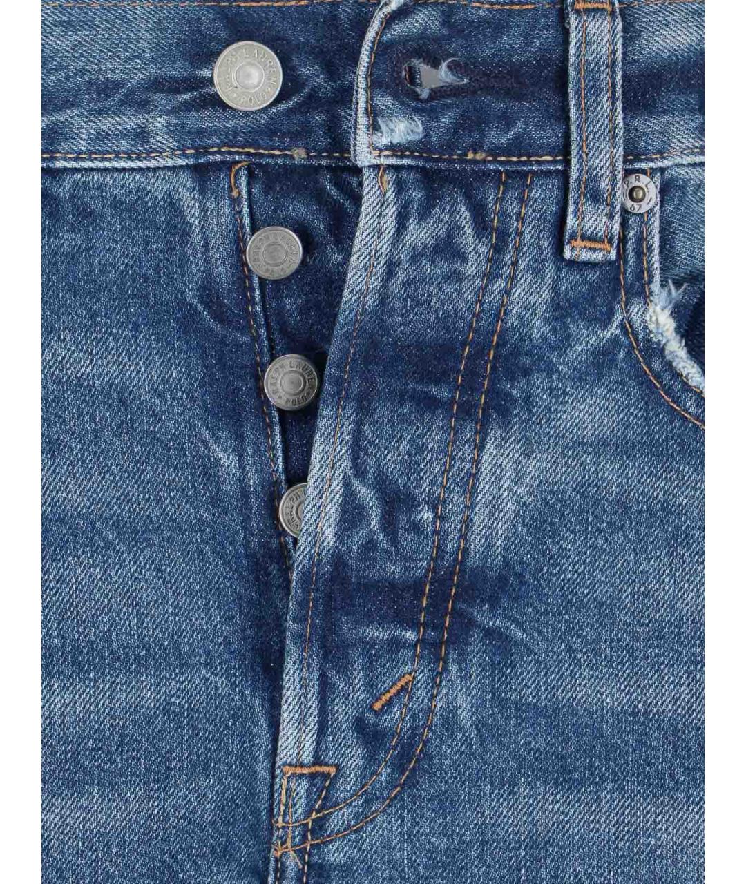 POLO RALPH LAUREN Синие хлопковые прямые джинсы, фото 4