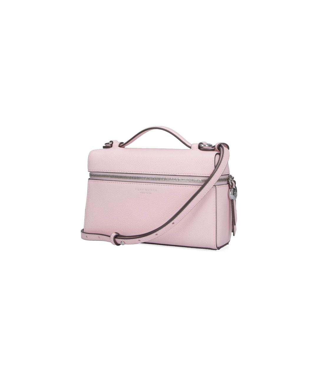 TORY BURCH Розовая кожаная сумка с короткими ручками, фото 2