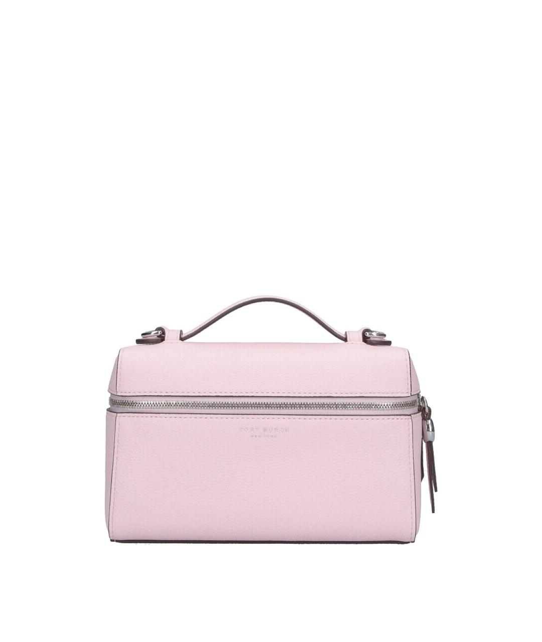 TORY BURCH Розовая кожаная сумка с короткими ручками, фото 1