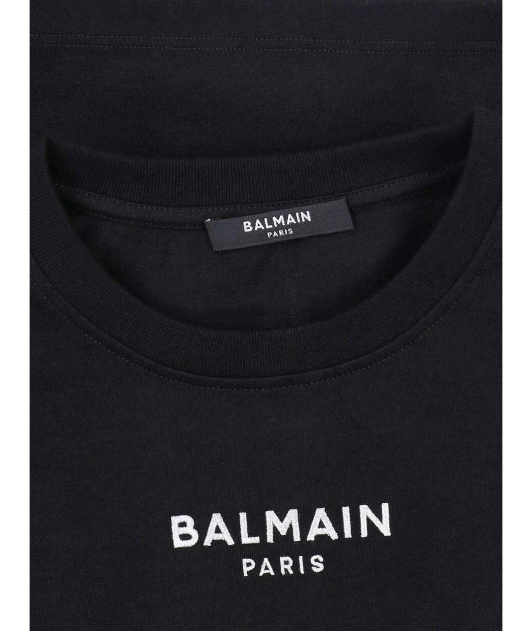 BALMAIN Черная хлопковая футболка, фото 3