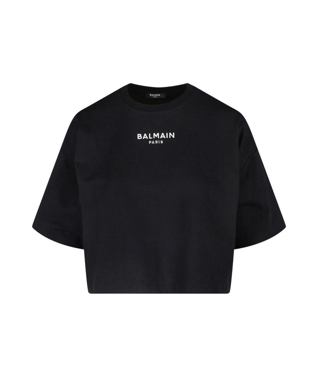 BALMAIN Черная хлопковая футболка, фото 1