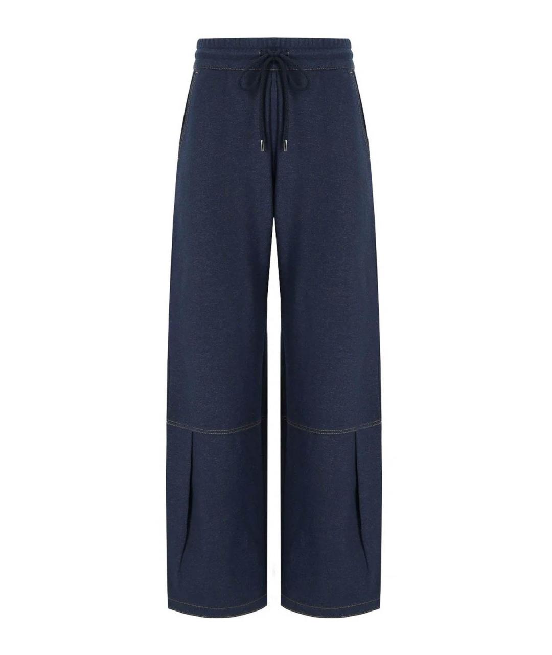 MAX MARA Синие хлопковые прямые брюки, фото 1