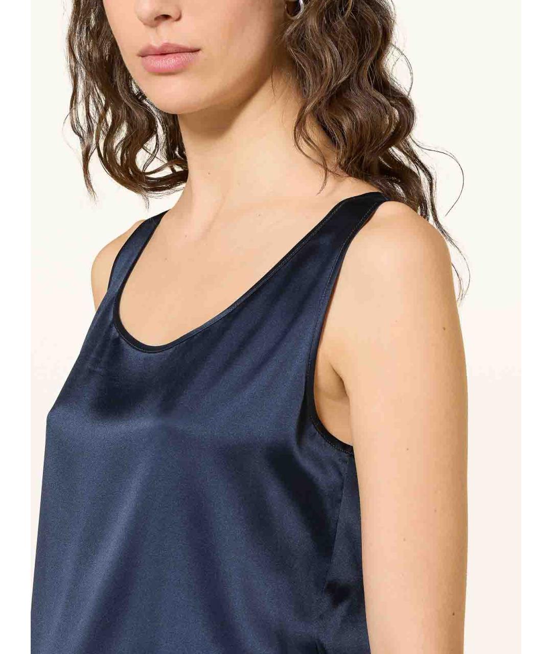 MAX MARA Синяя шелковая майка, фото 4