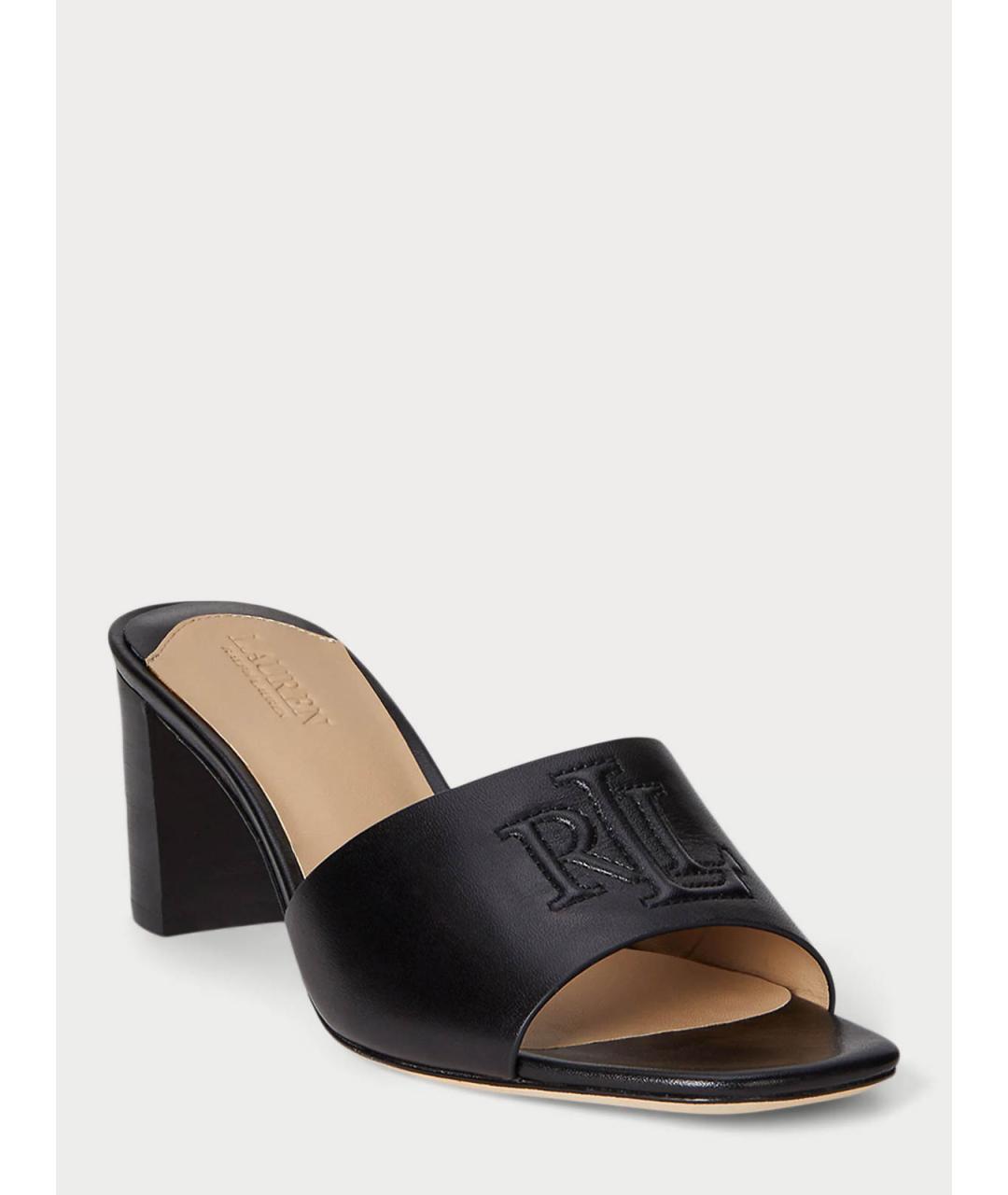 RALPH LAUREN Черные кожаные мюли, фото 2