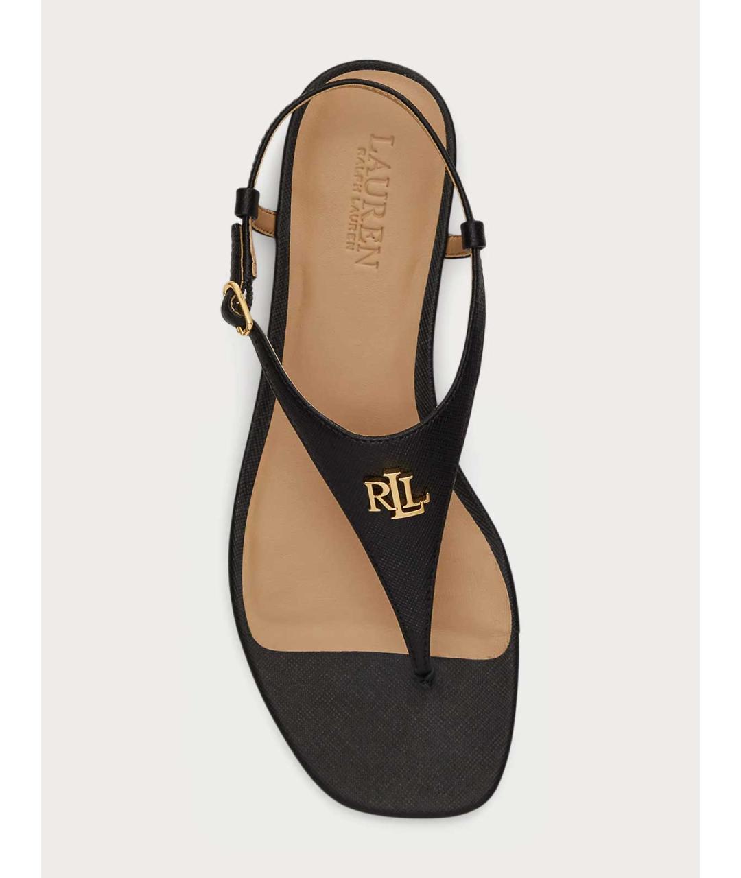 RALPH LAUREN Черные кожаные сандалии, фото 4
