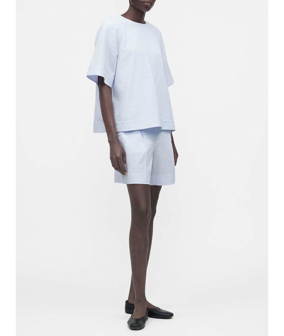 MAX MARA Голубая полиэстеровая футболка, фото 4