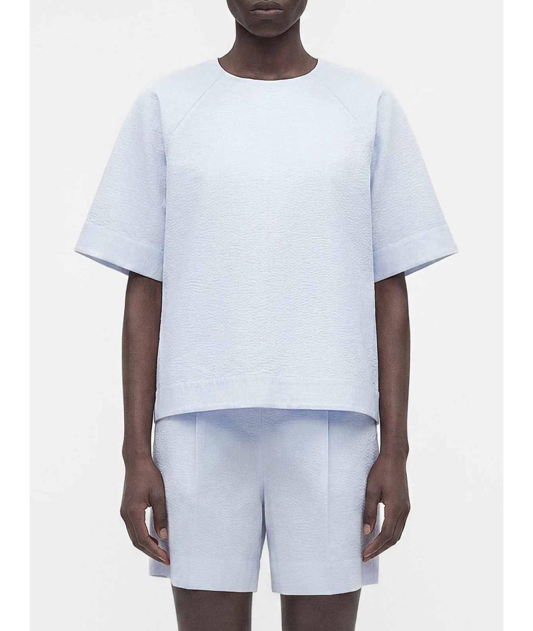 MAX MARA Голубая полиэстеровая футболка, фото 3