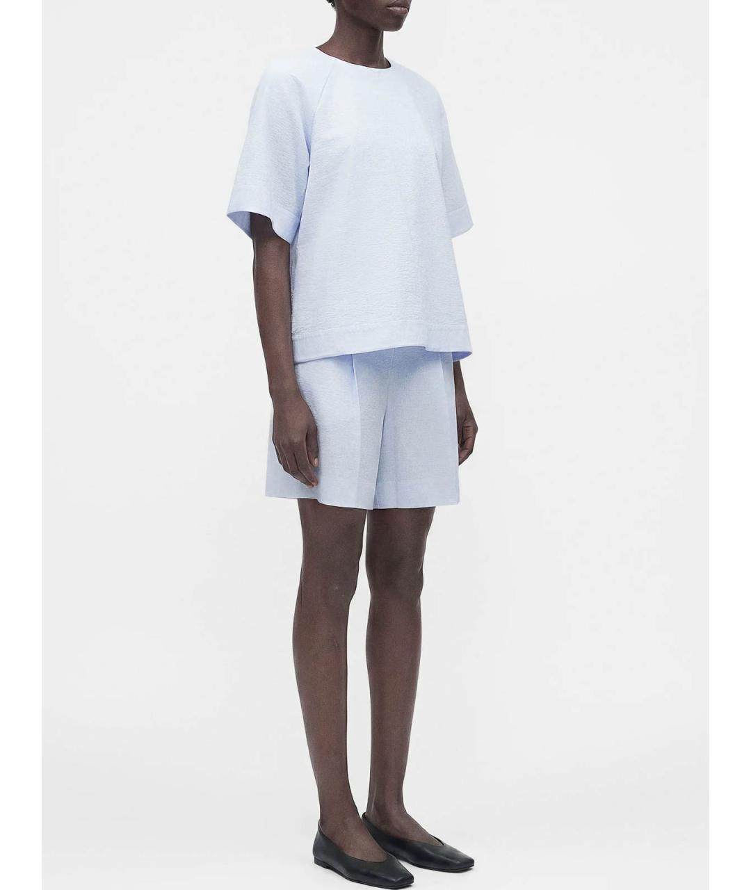 MAX MARA Голубая полиэстеровая футболка, фото 6