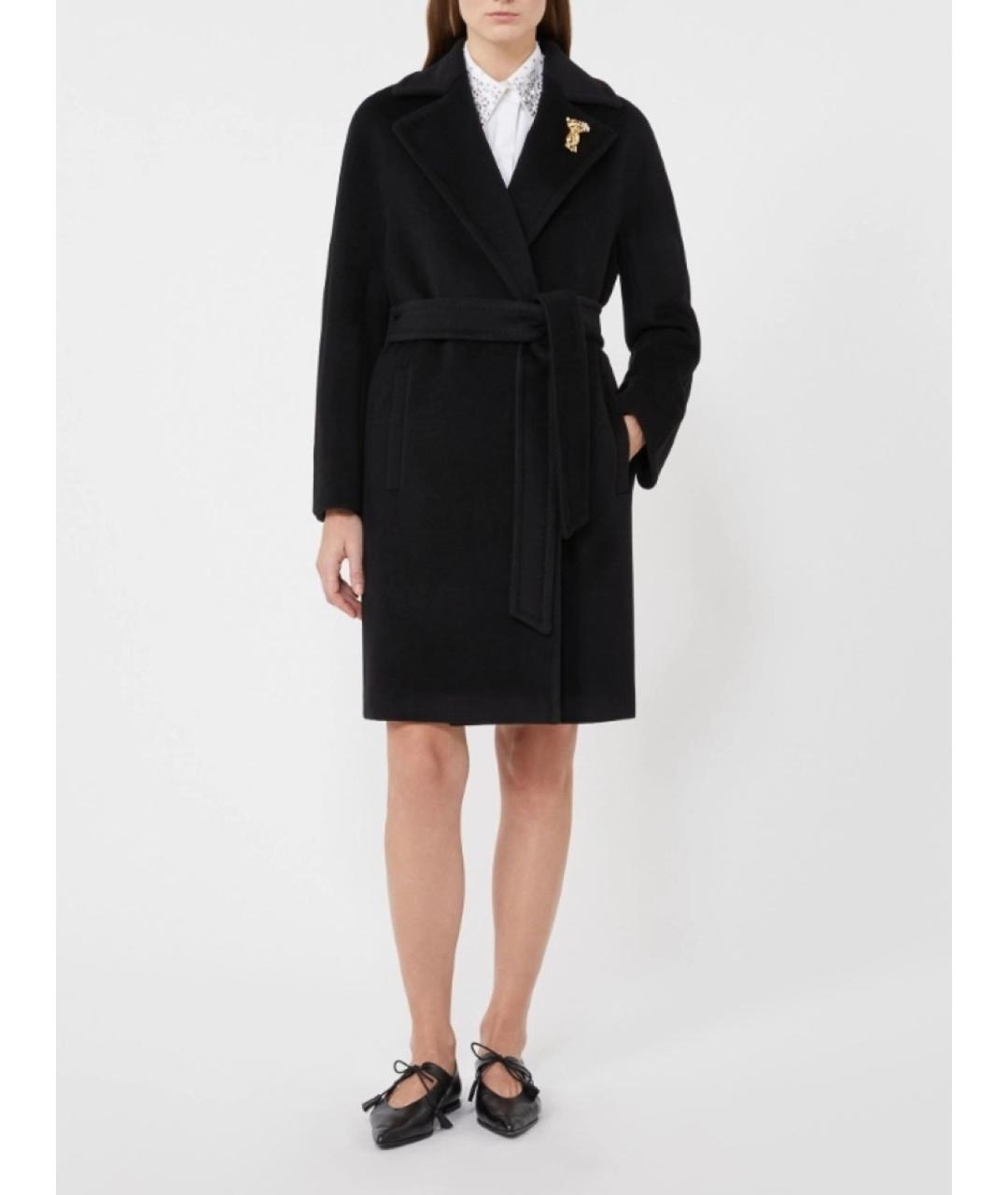 MAX MARA STUDIO Черное шерстяное пальто, фото 2