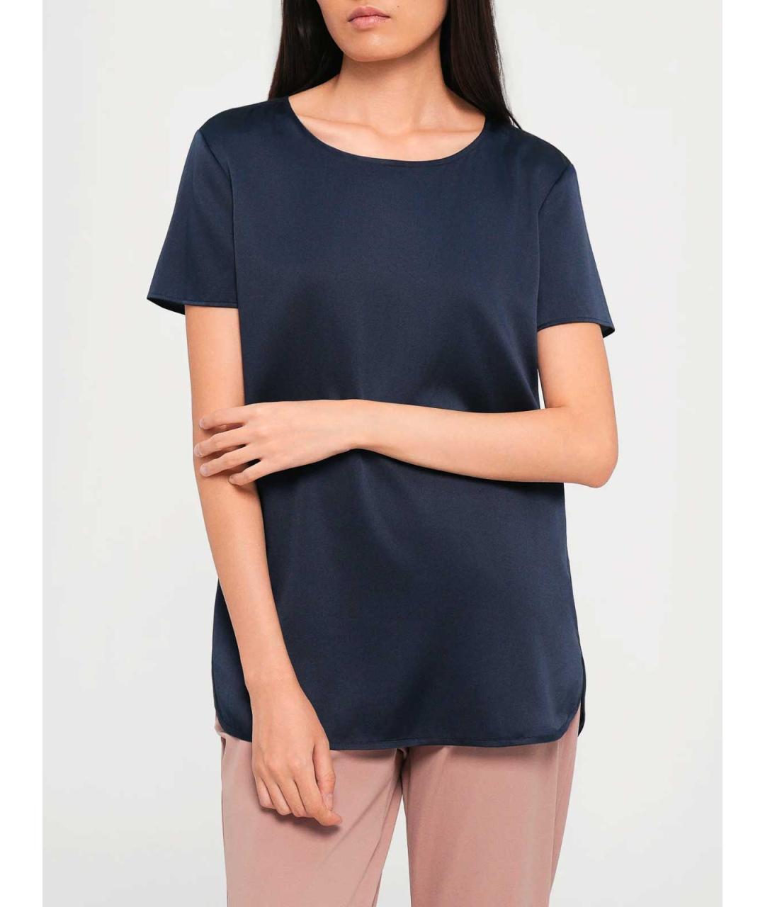 MAX MARA Синяя шелковая блузы, фото 2