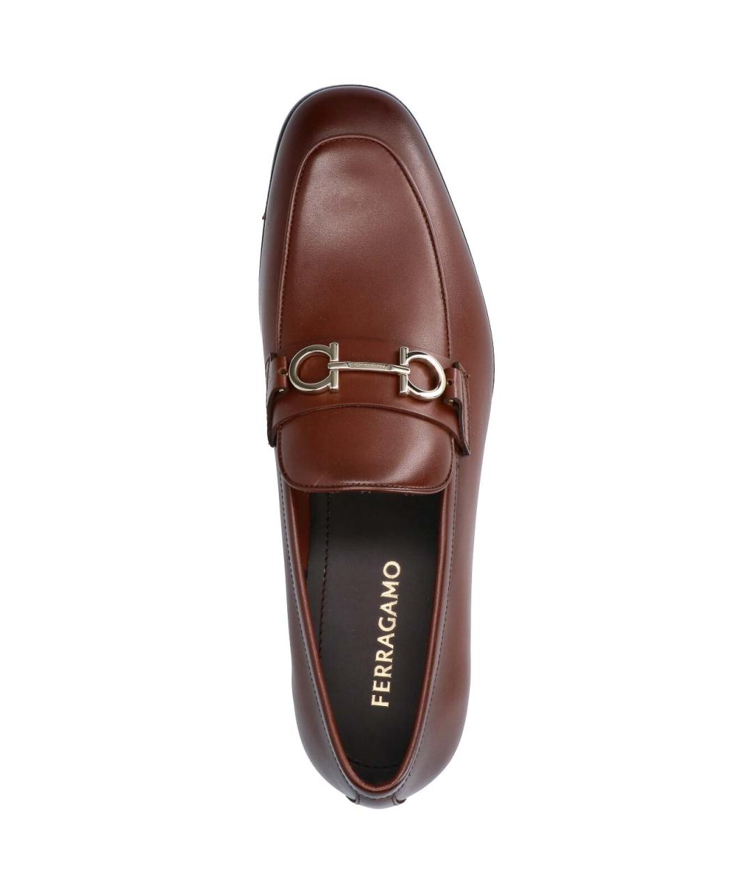 FERRAGAMO Коричневые кожаные лоферы, фото 5