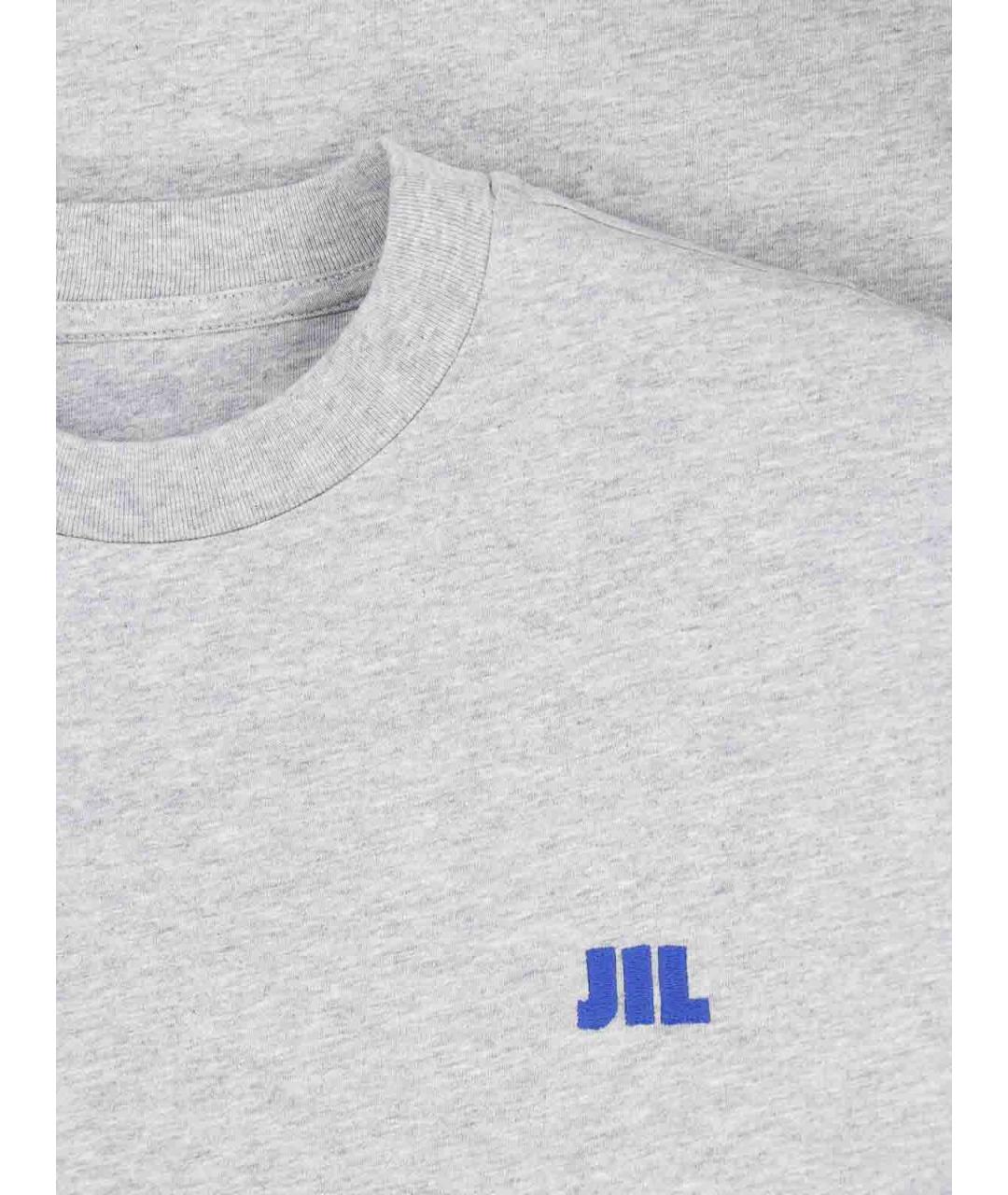 JIL SANDER Серая хлопковая футболка, фото 3