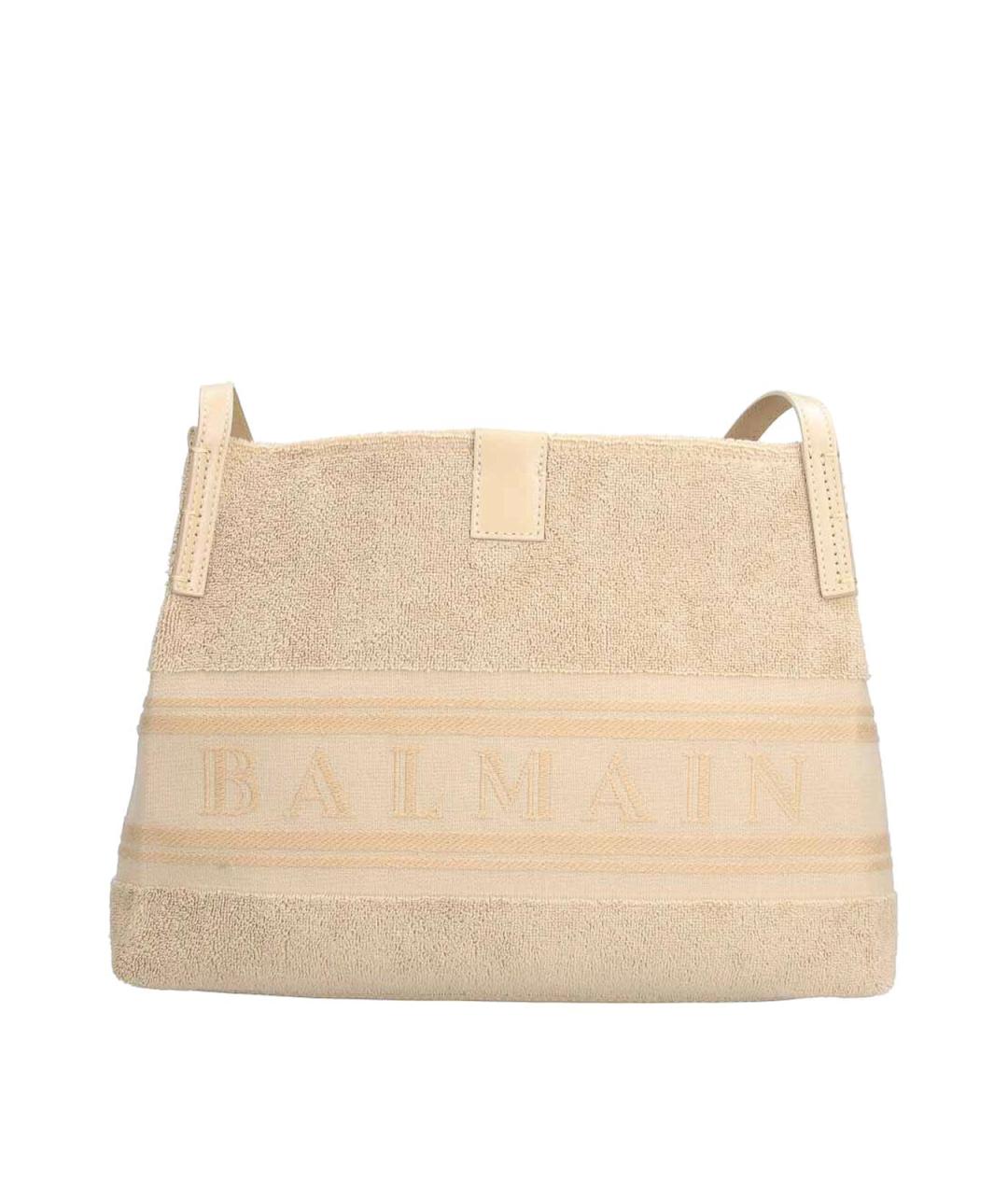 BALMAIN Бежевая хлопковая сумка тоут, фото 1