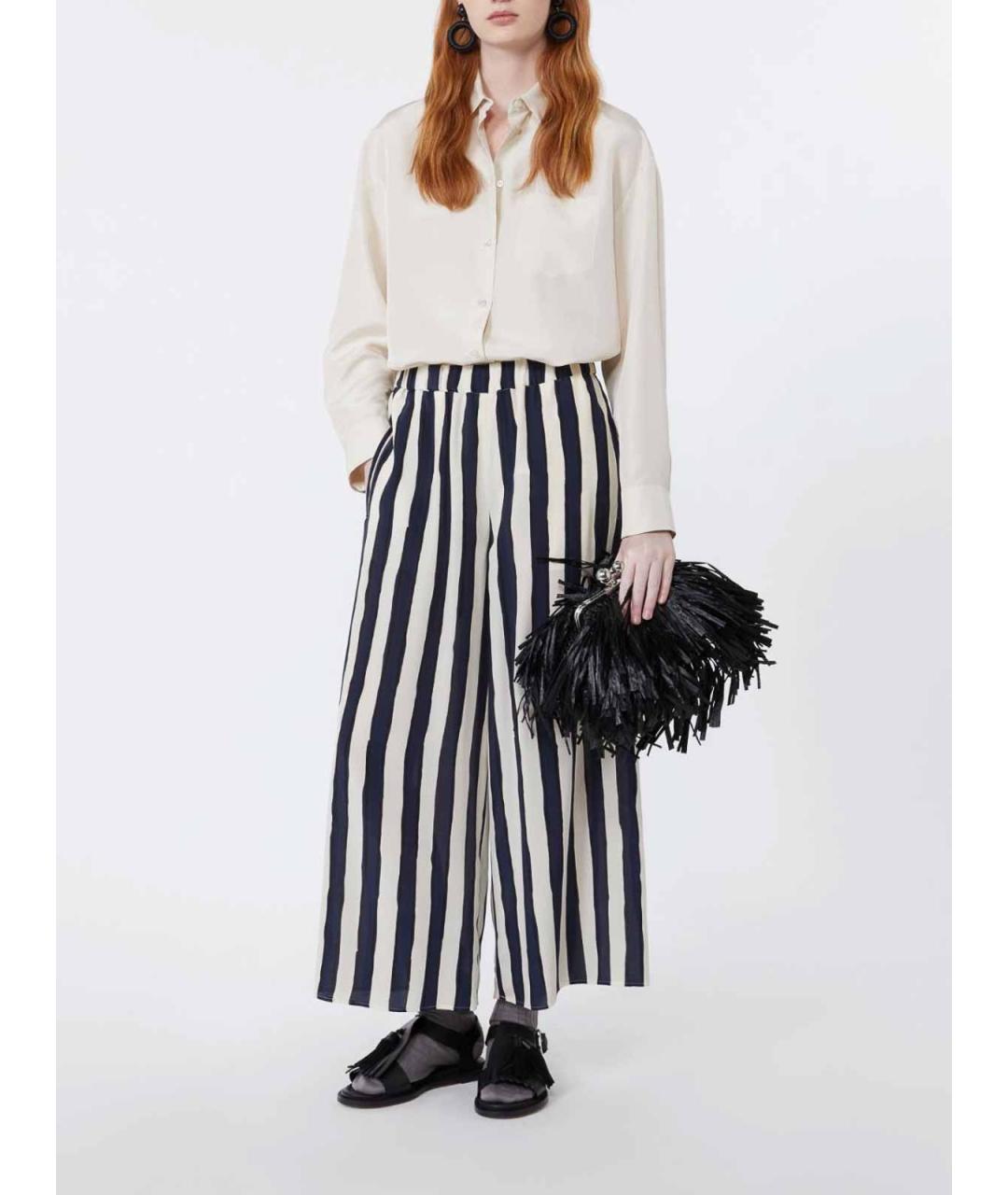 WEEKEND MAX MARA Синие льняные брюки широкие, фото 4