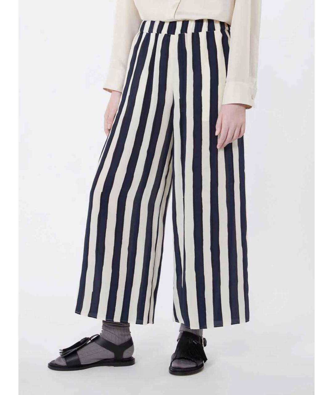 WEEKEND MAX MARA Синие льняные брюки широкие, фото 3