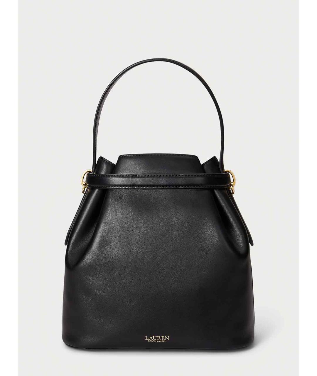 RALPH LAUREN Черная кожаная сумка с короткими ручками, фото 2