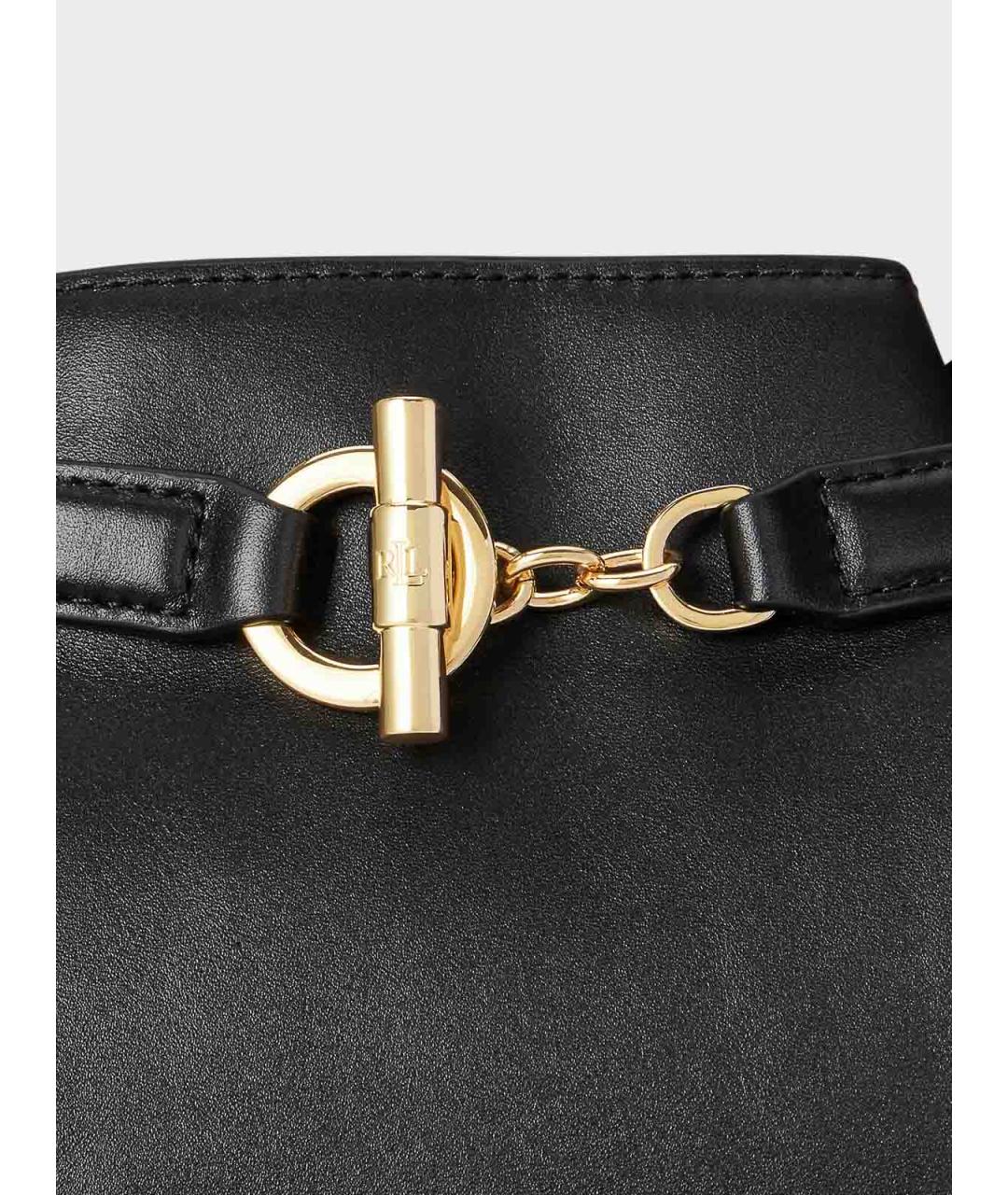 RALPH LAUREN Черная кожаная сумка с короткими ручками, фото 5