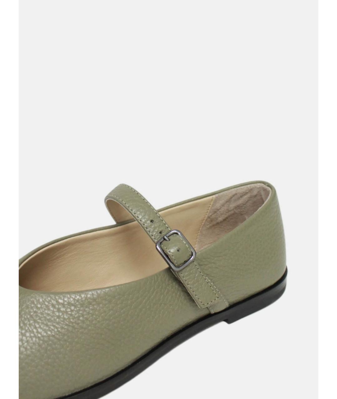 MAX MARA Зеленые кожаные балетки, фото 6