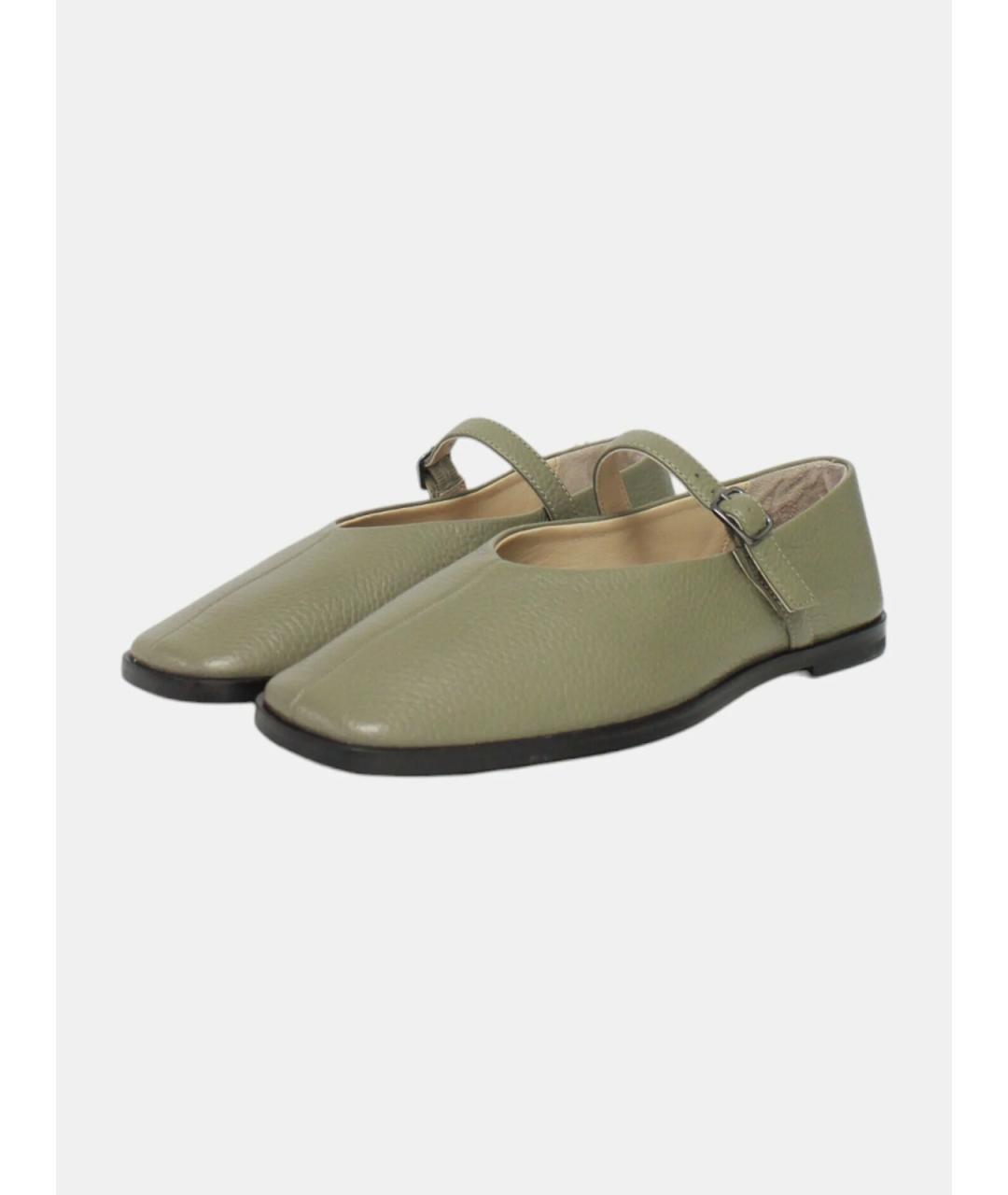 MAX MARA Зеленые кожаные балетки, фото 2