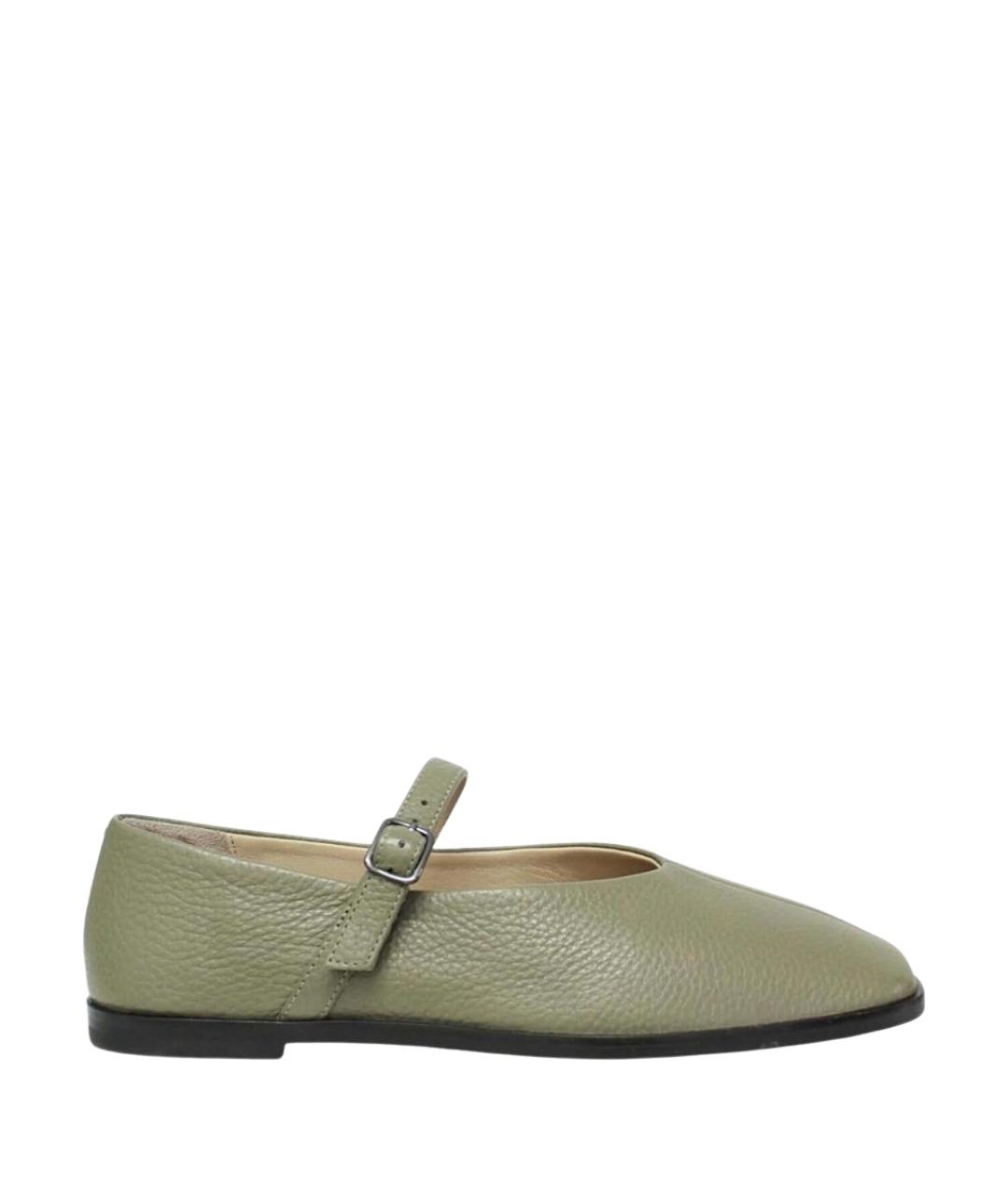 MAX MARA Зеленые кожаные балетки, фото 1