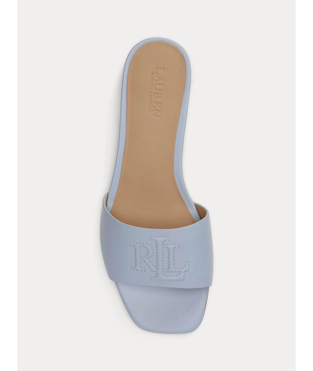 RALPH LAUREN Голубые кожаные шлепанцы, фото 4