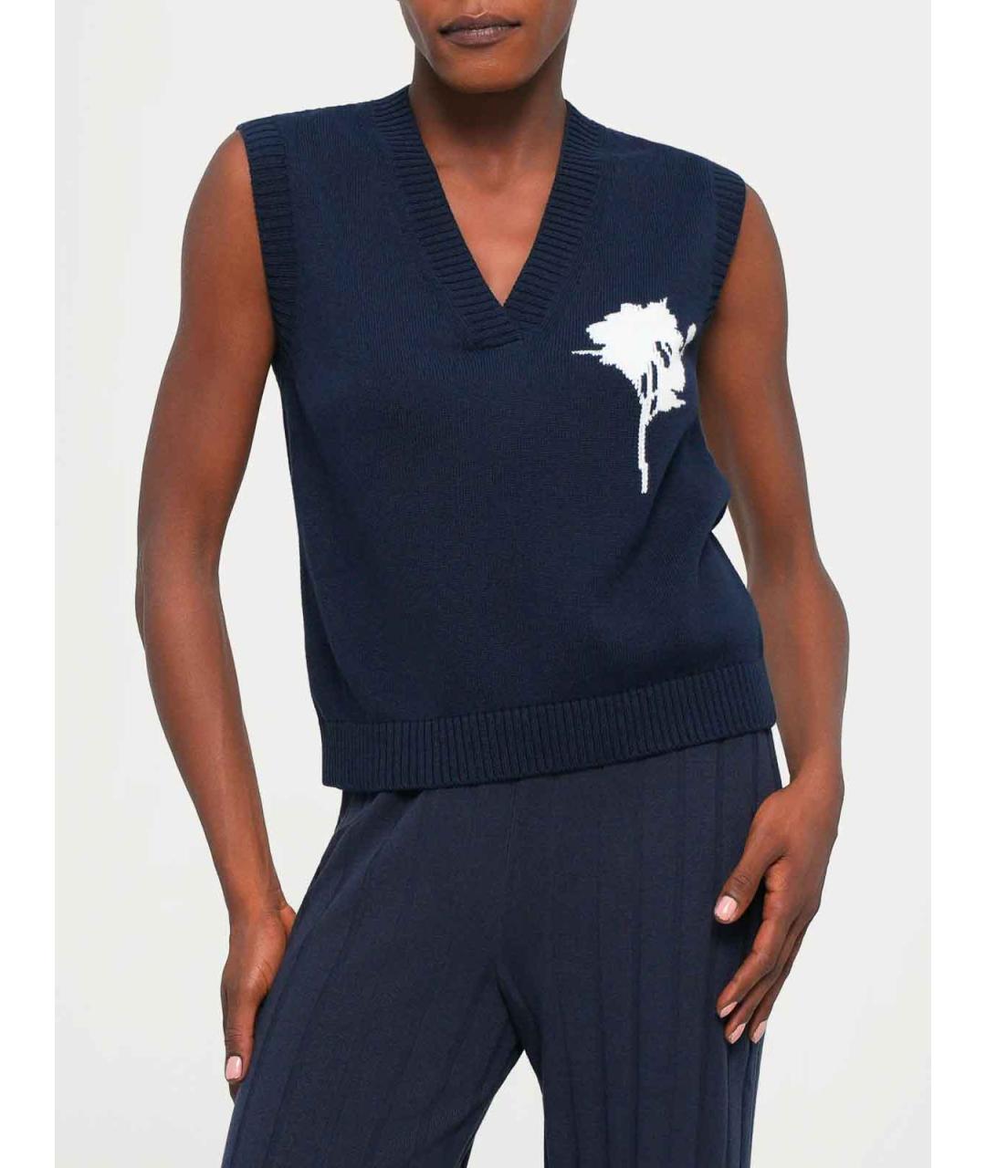MAX MARA Синие полиэстеровые прямые брюки, фото 6
