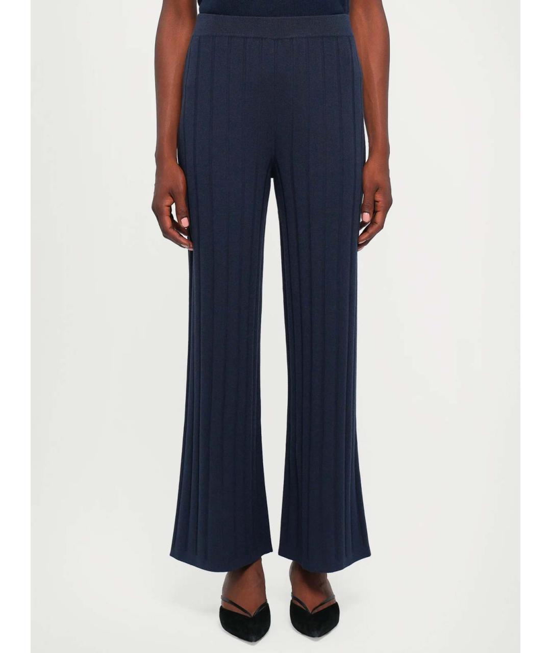 MAX MARA Синие полиэстеровые прямые брюки, фото 2