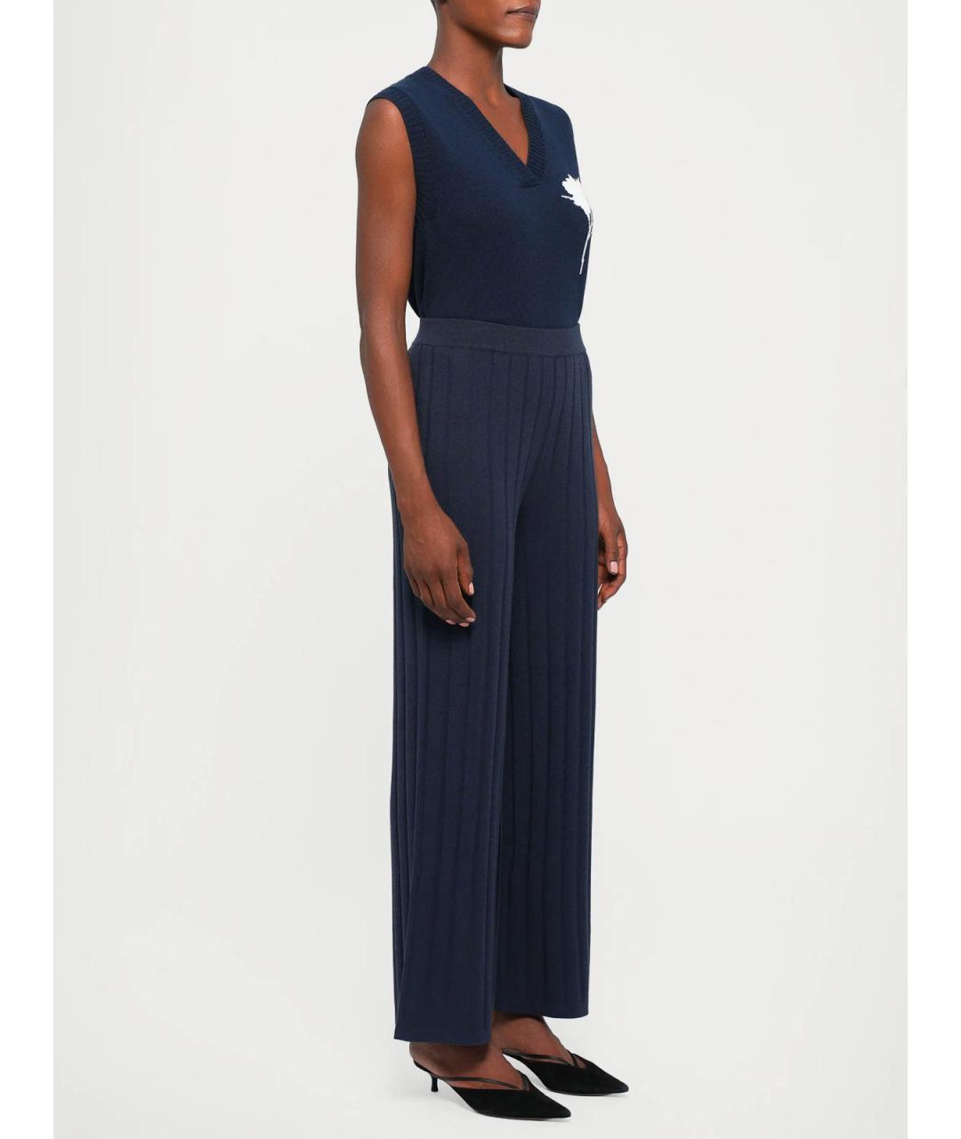 MAX MARA Синие полиэстеровые прямые брюки, фото 5
