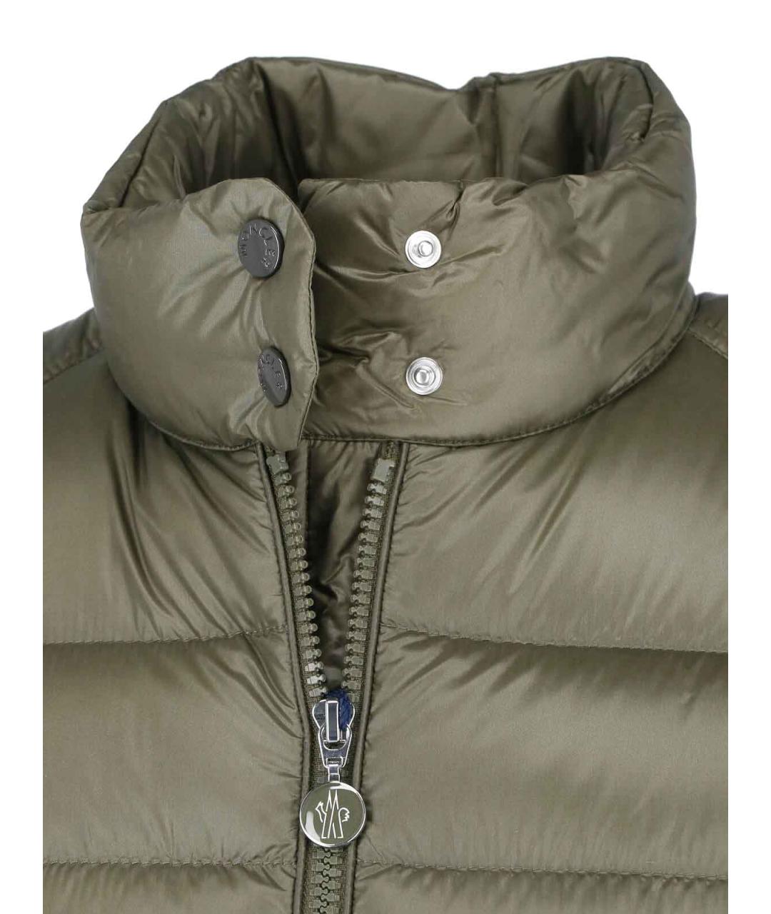 MONCLER Зеленый полиэстеровый пуховик, фото 4