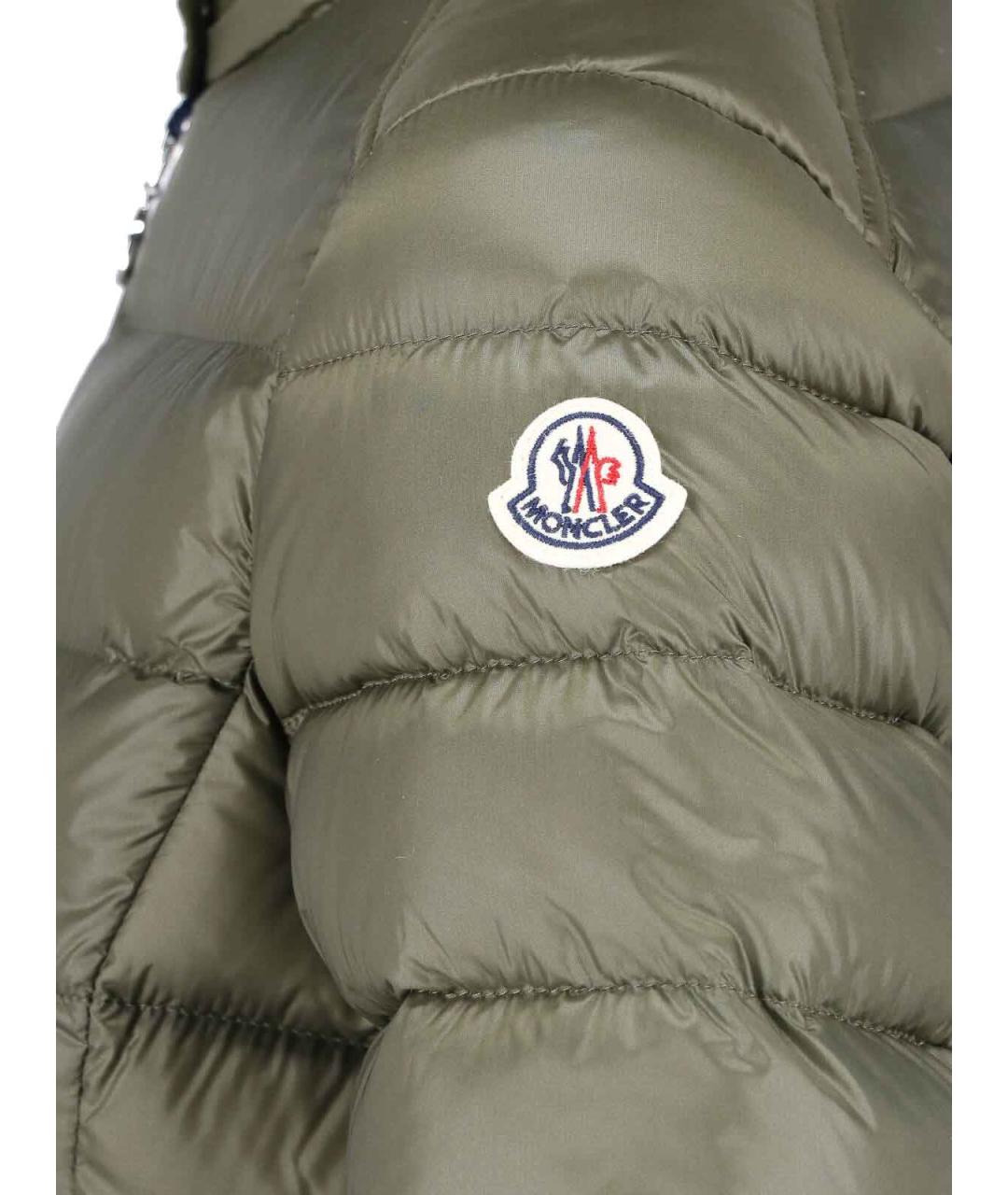 MONCLER Зеленый полиэстеровый пуховик, фото 3