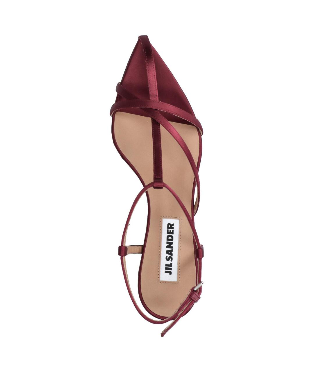 JIL SANDER Бордовые текстильные босоножки, фото 5