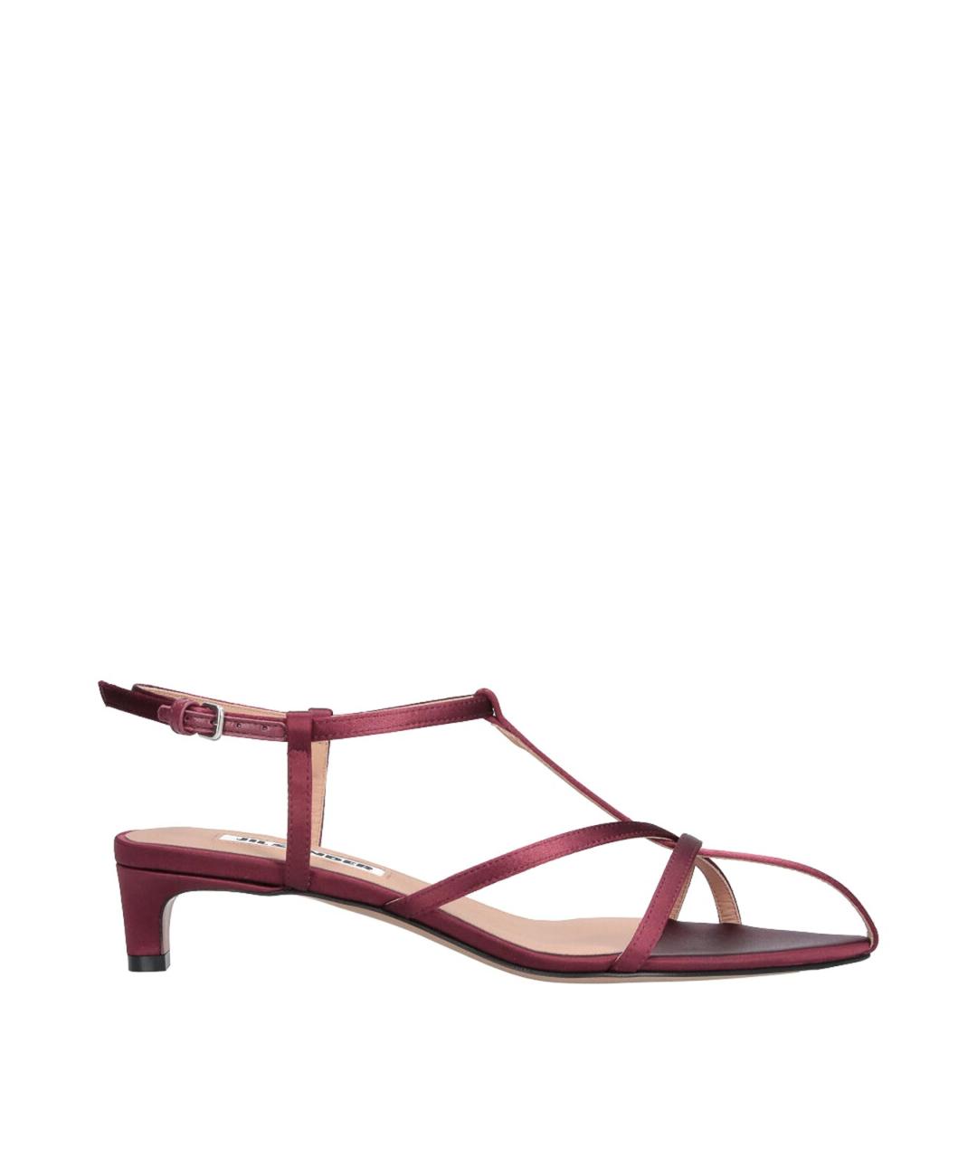 JIL SANDER Бордовые текстильные босоножки, фото 1