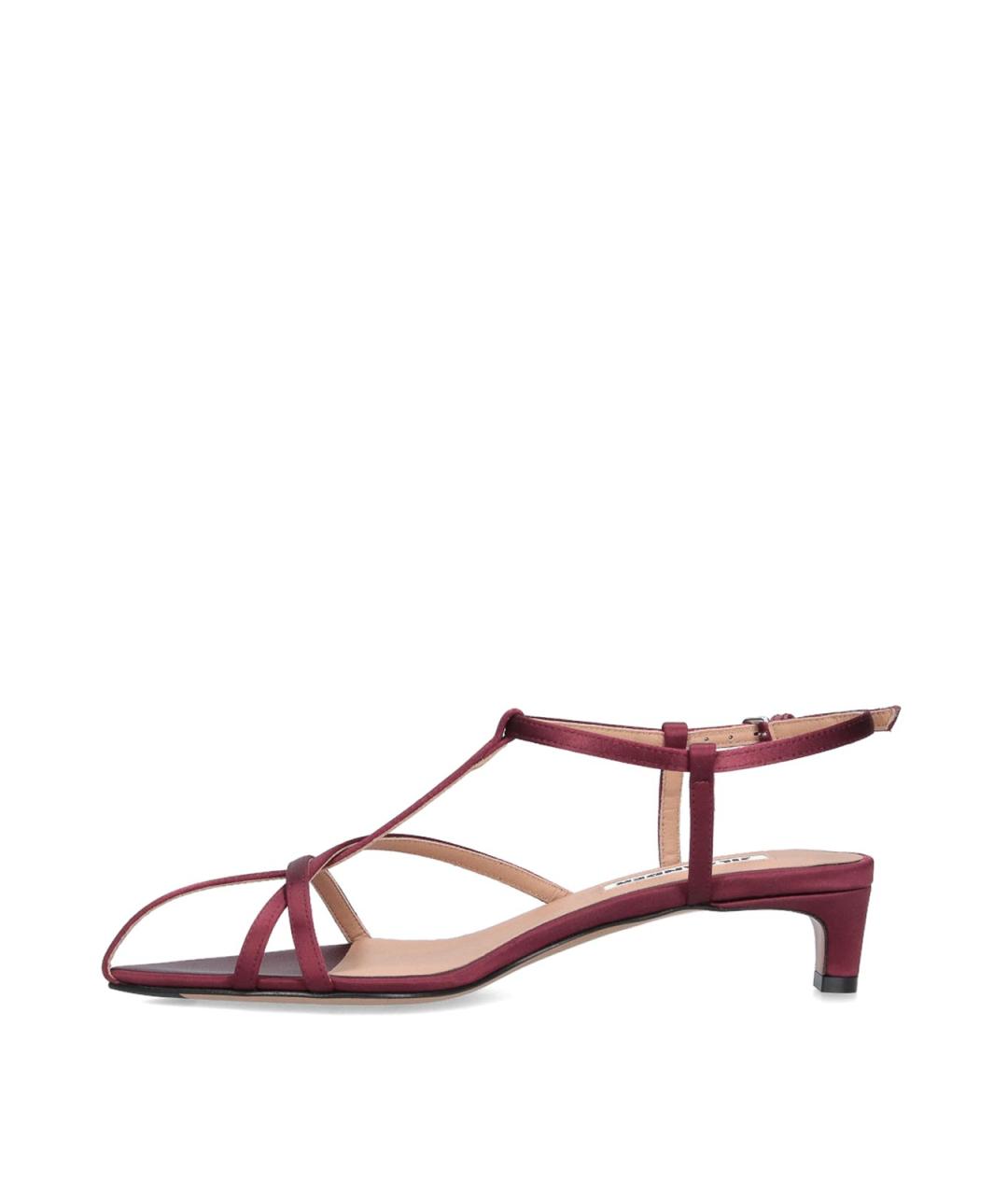 JIL SANDER Бордовые текстильные босоножки, фото 3