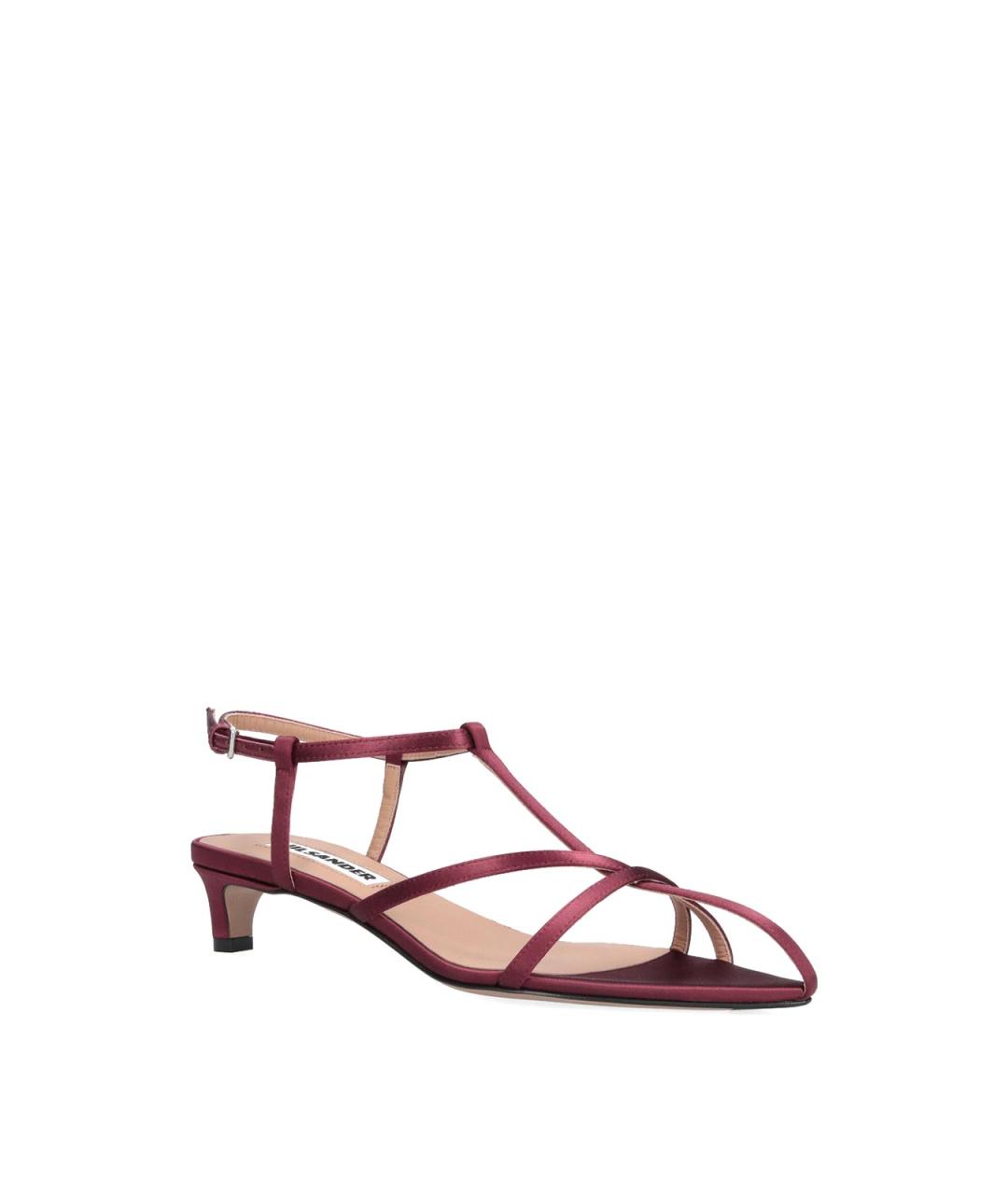 JIL SANDER Бордовые текстильные босоножки, фото 2