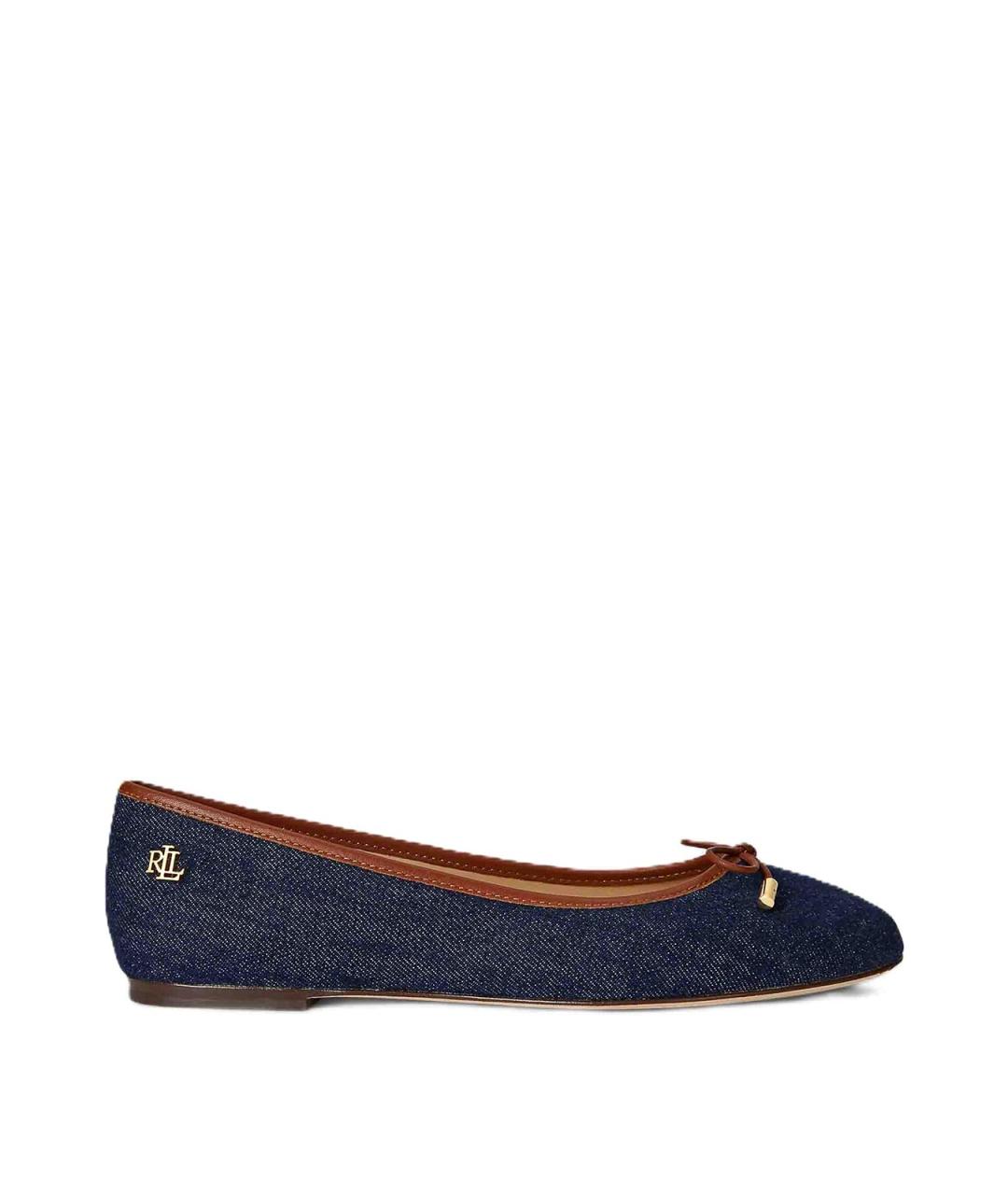 RALPH LAUREN Синие кожаные балетки, фото 1